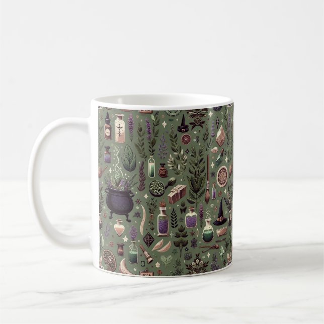 Enchanted Botanica: Magical Herbs & Witchcraft Coffee Mug (Left)