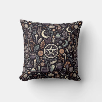 Enchanted Botanica: Magical Herbs & Witchcraft Throw Pillow