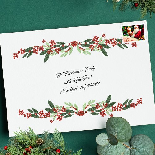 Enchanted Botanical Merry Christmas Return Address Envelope