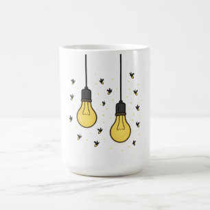 Enchanted Bulbs: Fireflies Dancing Around Light Coffee Mug