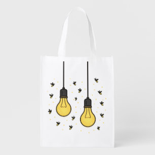 Enchanted Bulbs: Fireflies Dancing Around Light Grocery Bag