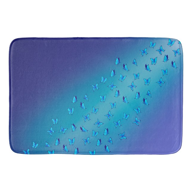 Enchanted Butterflies Double Blue  Bath Mat (Front)