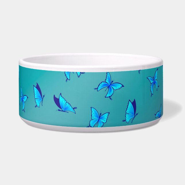 Enchanted Butterflies Green Ceramic Pet Bowl (Front)