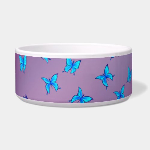 Enchanted Butterflies Pink Ceramic Pet Bowl