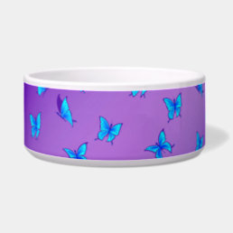 Enchanted Butterflies Purple Ceramic Pet Bowl