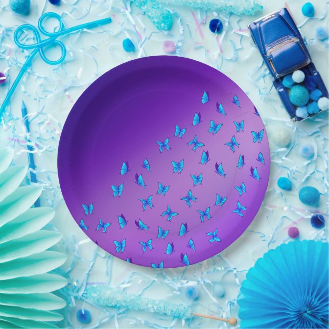 Enchanted Butterflies Purple Paper Plate (Party)
