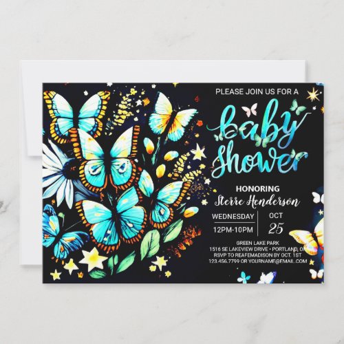 Enchanted Butterfly Editable Boy Baby Shower Invitation