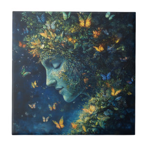 Enchanted Butterfly Forest Goddess (1) Ceramic Tile