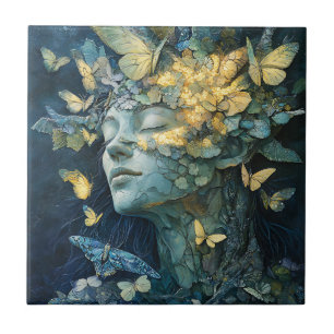 Enchanted Butterfly Forest Goddess (4) Ceramic Tile