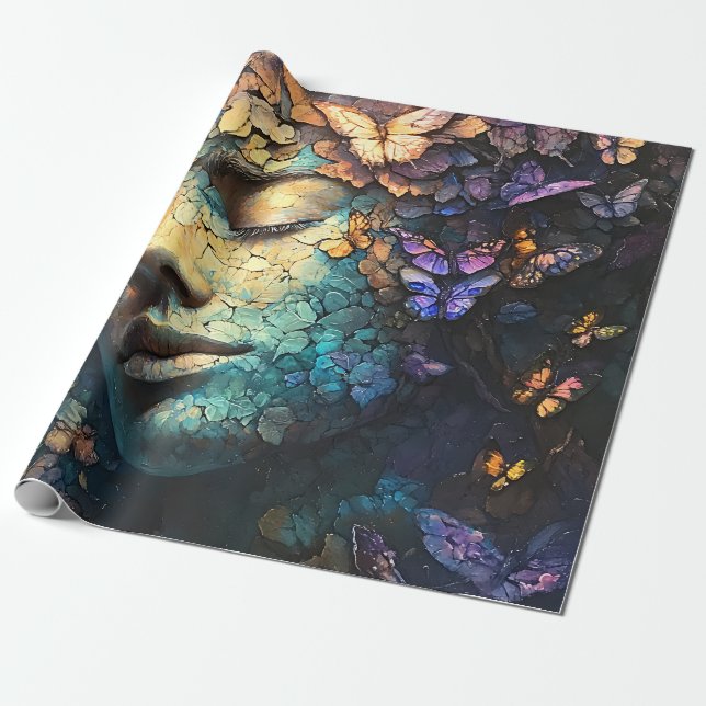 Enchanted Butterfly Forest Goddess (7) Wrapping Paper (Unrolled)