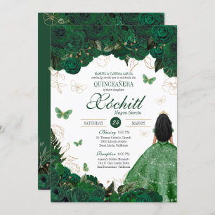 Enchanted Butterfly Garden Emerald Green Quince Invitation