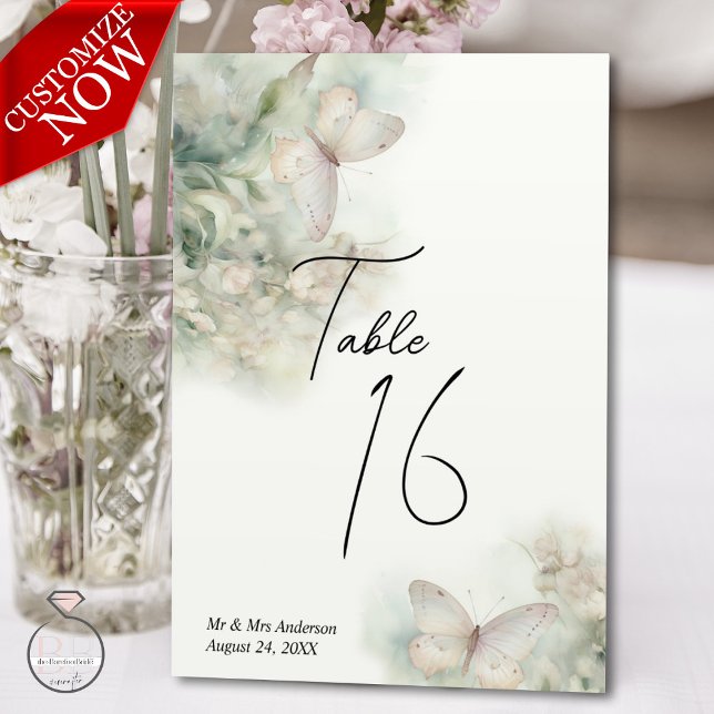 Enchanted Butterfly Garden Table Number (Easy to Customize)