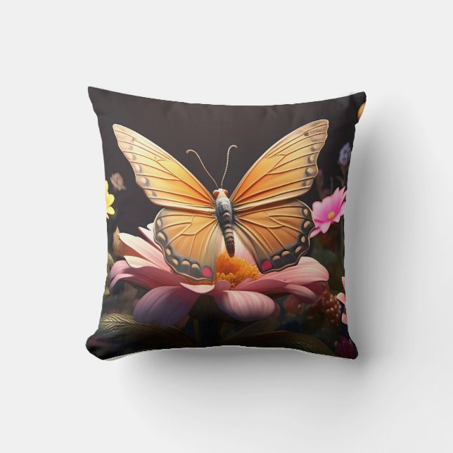 Enchanted Butterfly Garden Throw Pillow (Front)