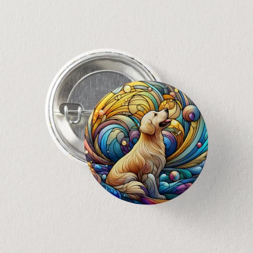 Enchanted Canine on Cosmic Ceramic Swirls Button