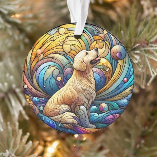 Enchanted Canine on Cosmic Ceramic Swirls Ornament