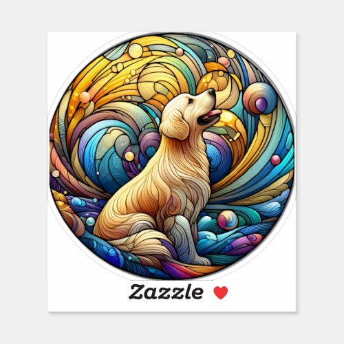 Enchanted Canine on Cosmic Ceramic Swirls Sticker