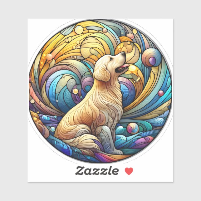 Enchanted Canine on Cosmic Ceramic Swirls Sticker (Sheet)