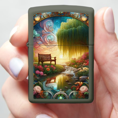 Enchanted Canine on Cosmic Ceramic Swirls Zippo Lighter