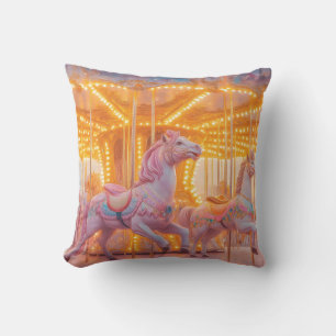Enchanted Carousel: Whimsical Fairytale Scene Throw Pillow