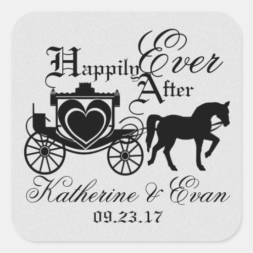 Enchanted Carriage Fairytale Silver Square Sticker