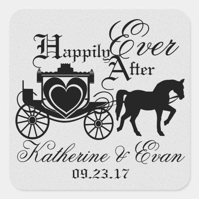 Enchanted Carriage Fairytale Silver Square Sticker (Front)