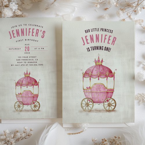 Enchanted Carriage First Birthday Invitation