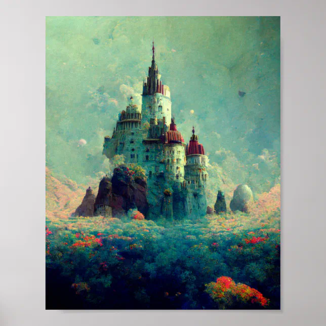 Enchanted Castle Fantasy Art Poster | Zazzle
