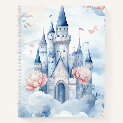 Enchanted Castle in Clouds Pastel Floral Fairytale Notebook