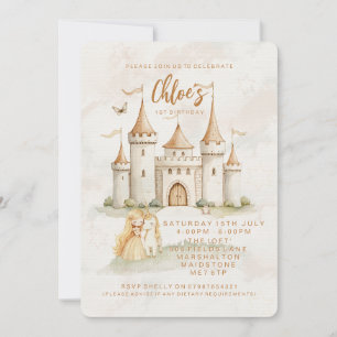 🏰✨ Enchanted Castle Princess 1st Birthday Invites