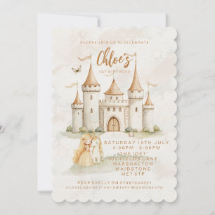 🏰✨ Enchanted Castle Princess 1st Birthday Invites