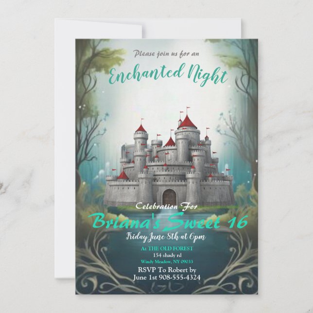 Enchanted Castle Sweet 16 Invitation (Front)