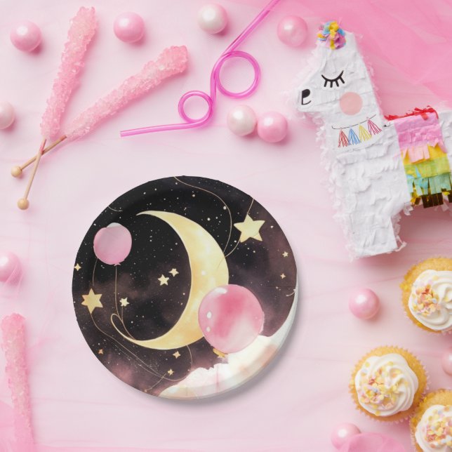 Enchanted Celestial Baby Shower: Moon & Stars Paper Plates (Party)