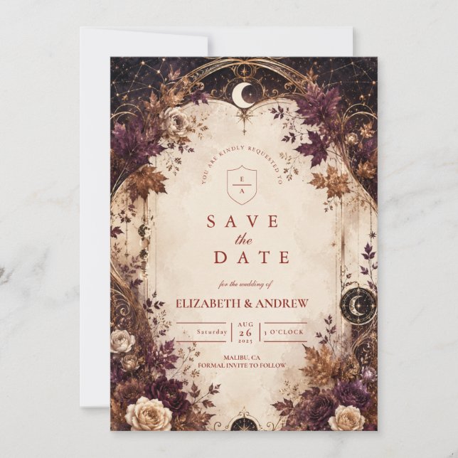Enchanted Celestial Fall Wedding Save The Date (Front)