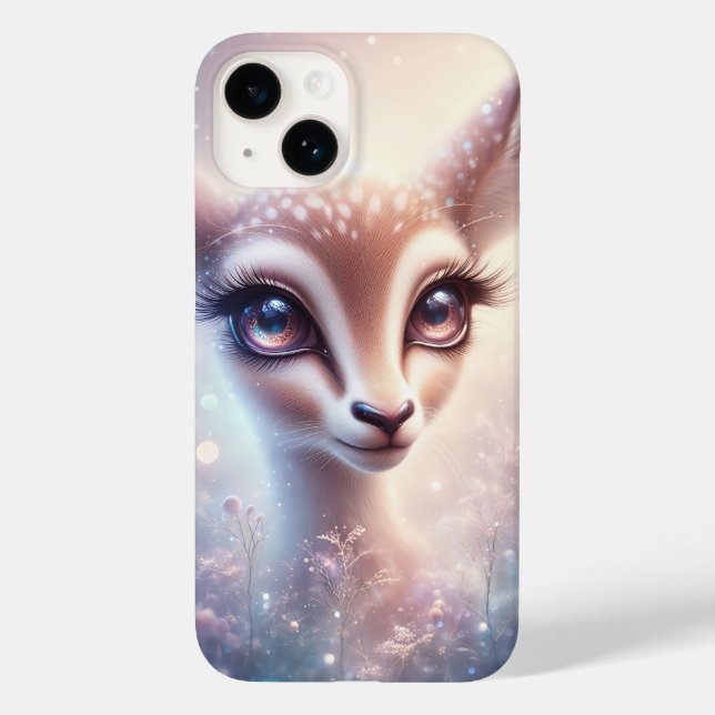 Enchanted Celestial Fawn Art Sparkling Galaxy Eyes Case-Mate iPhone Case (Back)