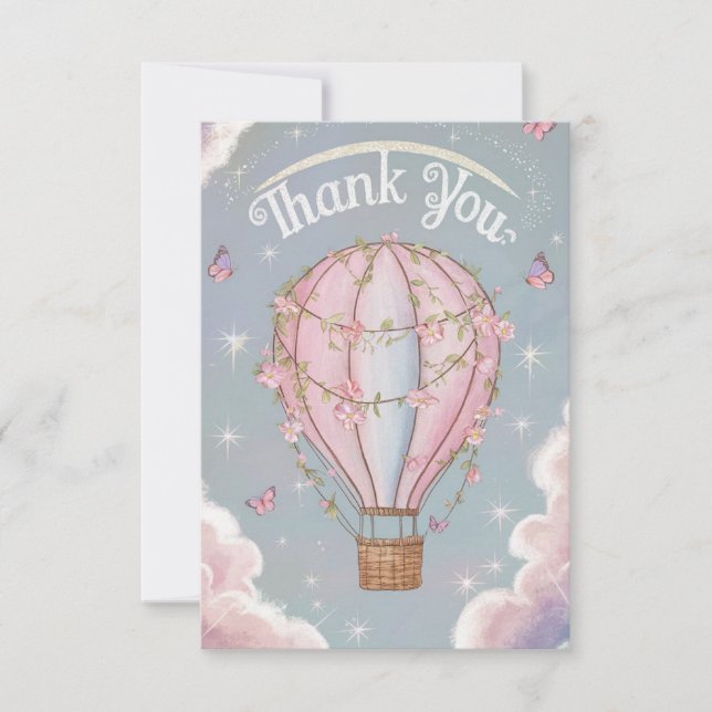 Enchanted Celestial Hot Air Balloon Thank You Card (Front)