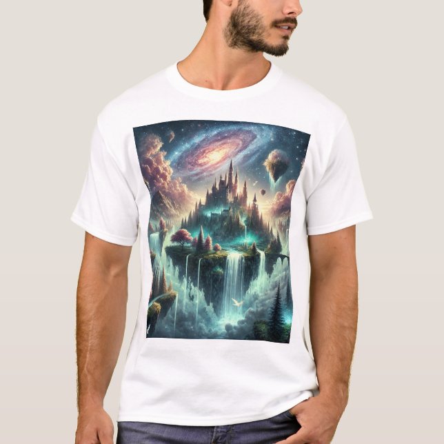 Enchanted Celestial Kingdom – Fantasy Dreamscape T-Shirt (Front)