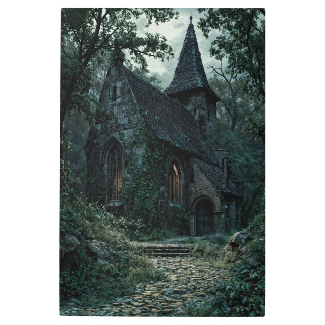 Enchanted Chapel: Forest Mystery Metal Print (Front)