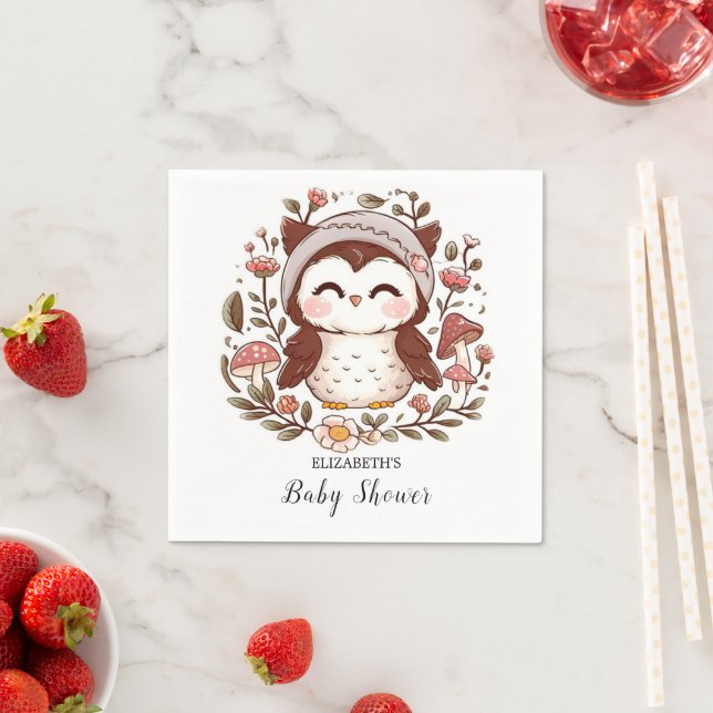 Enchanted Charming Owl Baby Shower Napkins (Insitu)