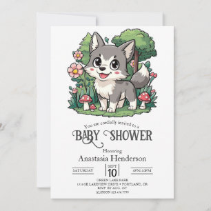 Enchanted Charming Wolf Baby Shower Digital Invitation