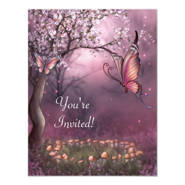 Enchanted Cherry Blossom Garden Butterfly Event Invitation