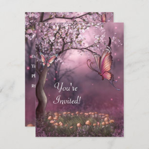 Enchanted Cherry Blossom Garden Butterfly Event Invitation