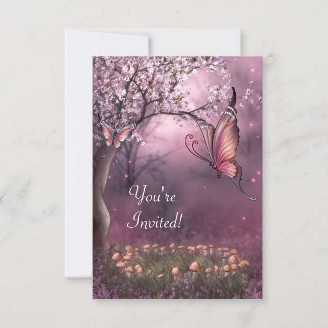 Enchanted Cherry Blossom Garden Butterfly Event Invitation (Front)