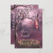 Enchanted Cherry Blossom Garden Butterfly Event Invitation (Front/Back)