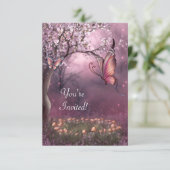 Enchanted Cherry Blossom Garden Butterfly Event Invitation (Standing Front)