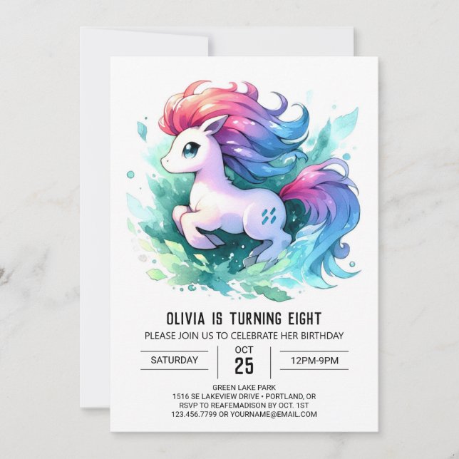 Enchanted Children Horse Birthday Invitation (Front)