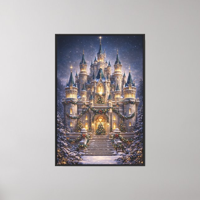 Enchanted Christmas Castle Canvas - Winter Night  (Front)