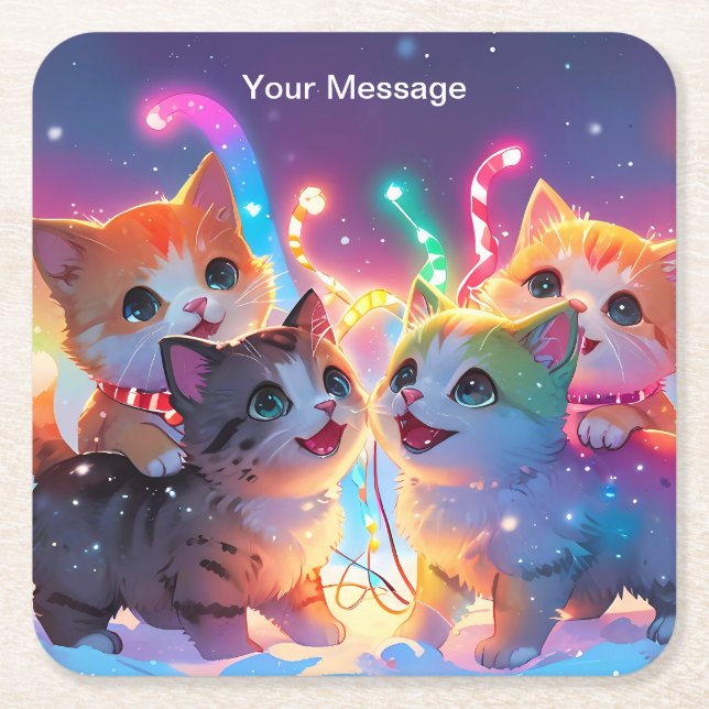 Enchanted Christmas Glow Square Paper Coaster (Front)