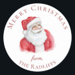 Enchanted Christmas Santa Personalized Sticker<br><div class="desc">Painted portrait of Santa,  personalized Christmas sticker.  Designed to match our Enchanted Christmas Collection.</div>