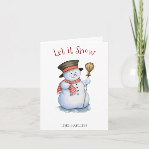 Enchanted Christmas Snowman Holiday Greeting Card