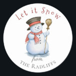 Enchanted Christmas Snowman Personalized Sticker<br><div class="desc">Painted snowman with hat,  scarf,  and broom,  personalized Christmas sticker.  Designed to match our Enchanted Christmas Collection.</div>